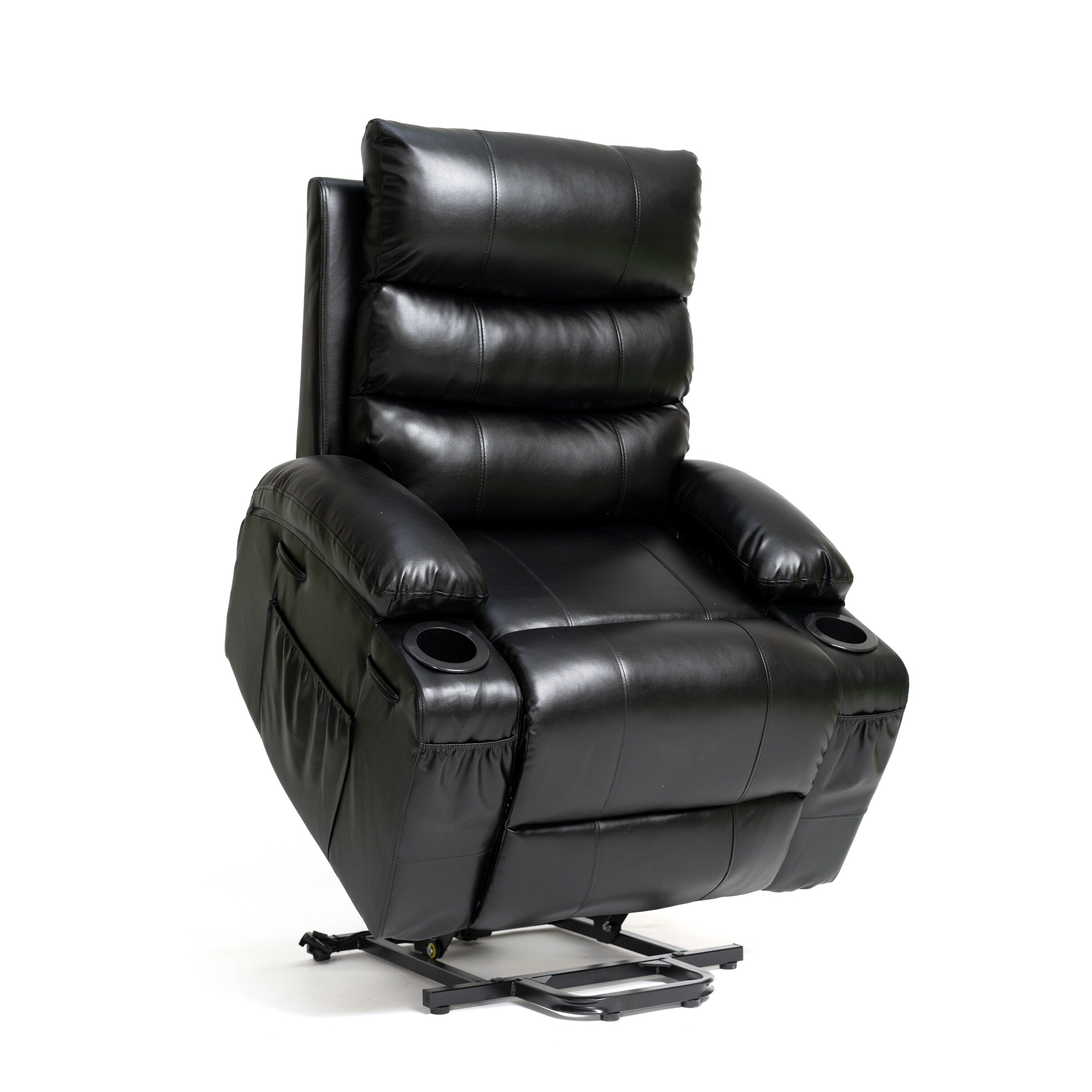Fauteuil inclinable électrique de grande taille 21 W, massage par vibrations à 8 points et chauffage lombaire, télécommande, poches latérales, porte-gobelets