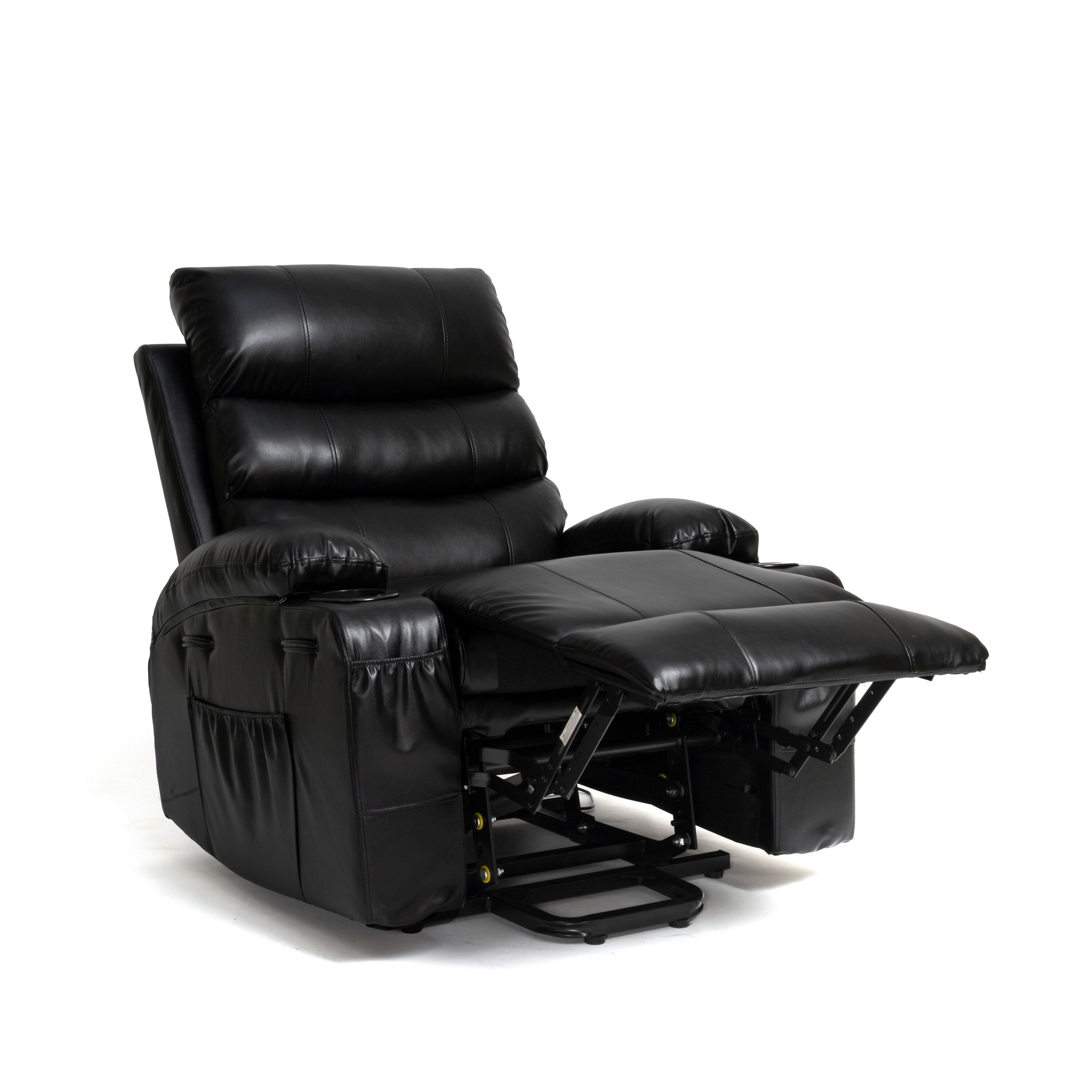 Fauteuil inclinable électrique de grande taille 21 W, massage par vibrations à 8 points et chauffage lombaire, télécommande, poches latérales, porte-gobelets