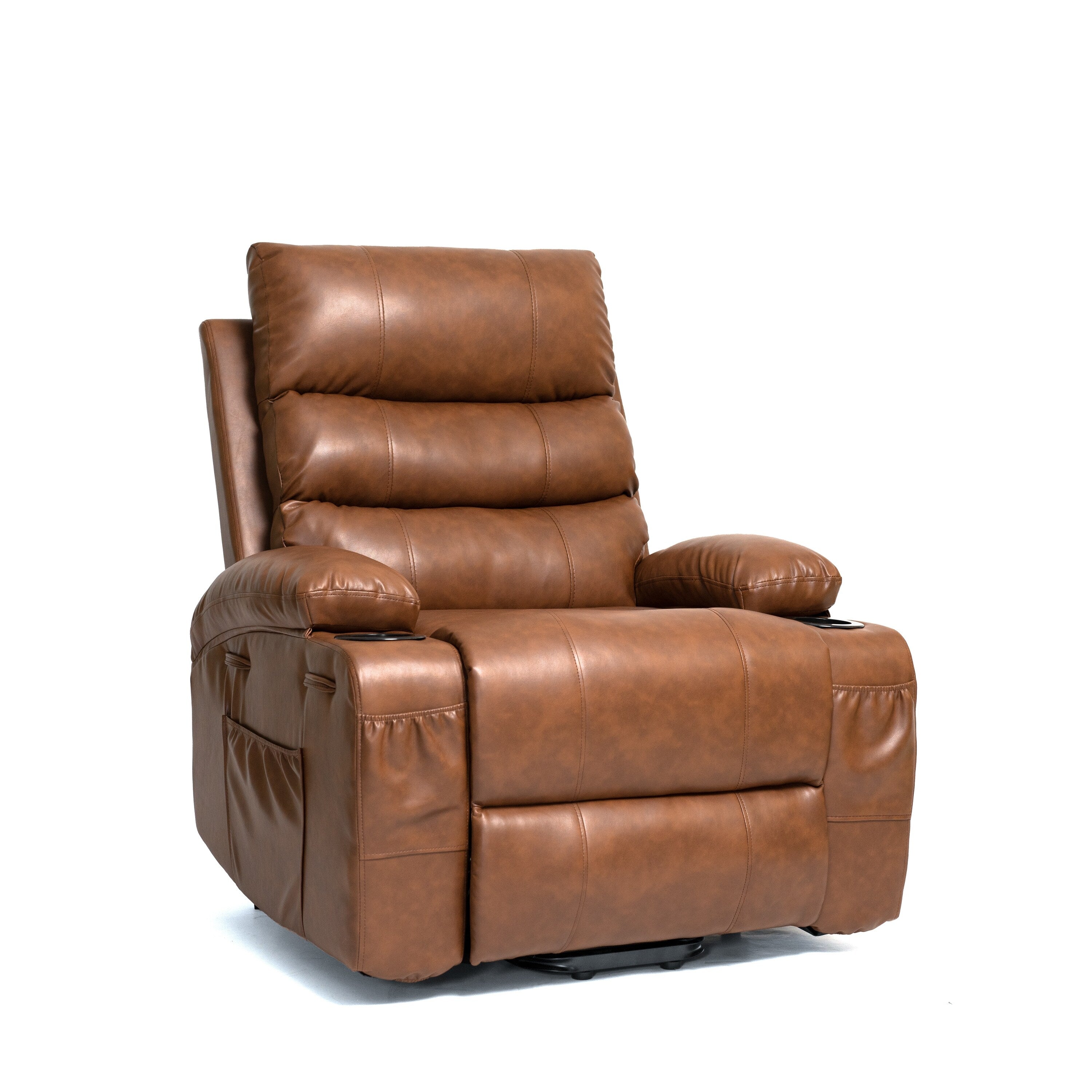 Fauteuil inclinable électrique de grande taille 21 W, massage par vibrations à 8 points et chauffage lombaire, télécommande, poches latérales, porte-gobelets