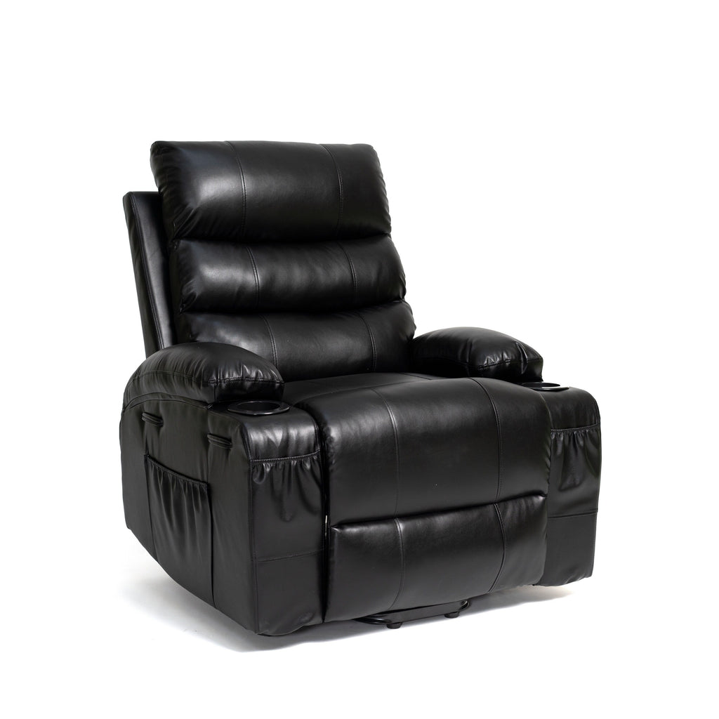 Fauteuil inclinable électrique de grande taille 21 W, massage par vibrations à 8 points et chauffage lombaire, télécommande, poches latérales, porte-gobelets