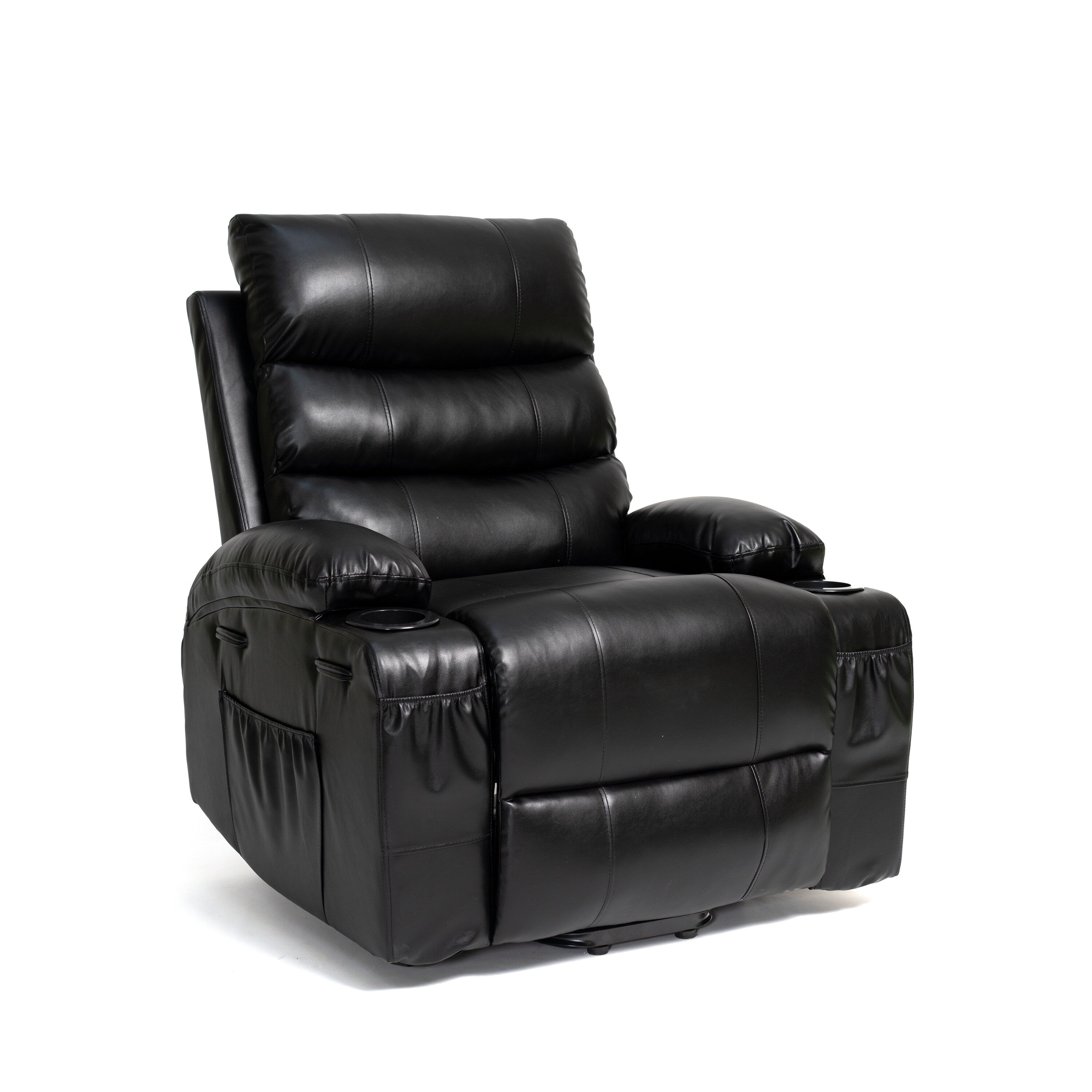 Fauteuil inclinable électrique de grande taille 21 W, massage par vibrations à 8 points et chauffage lombaire, télécommande, poches latérales, porte-gobelets