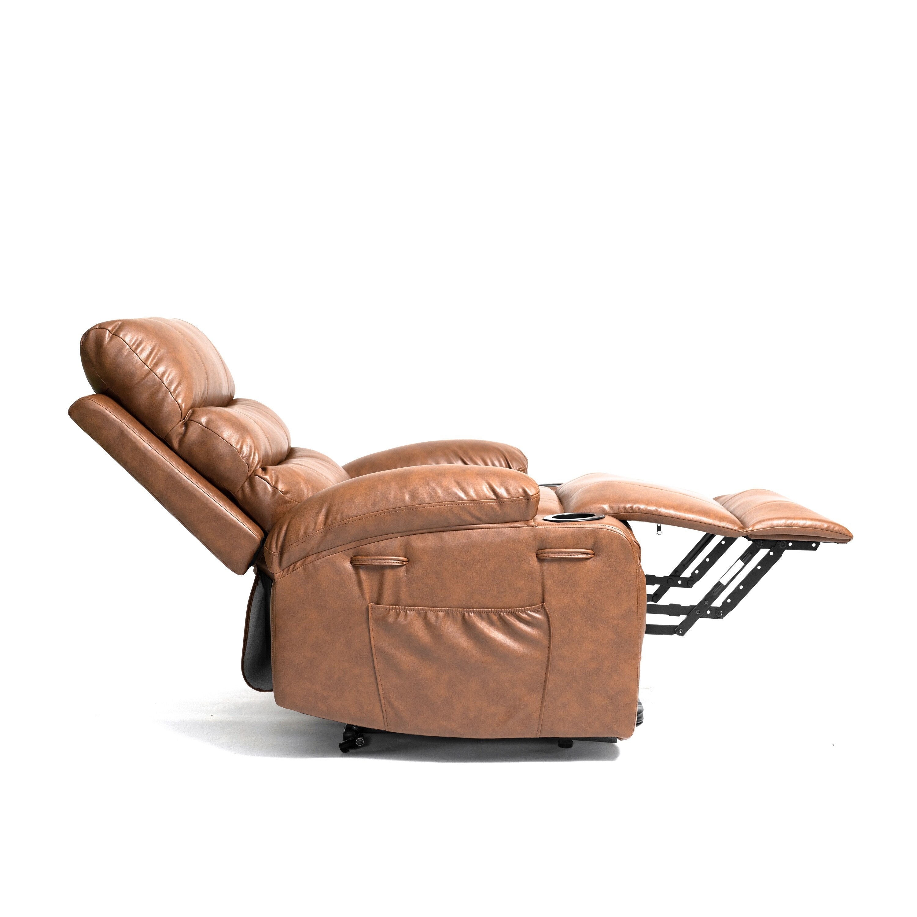 Fauteuil inclinable électrique de grande taille 21 W, massage par vibrations à 8 points et chauffage lombaire, télécommande, poches latérales, porte-gobelets