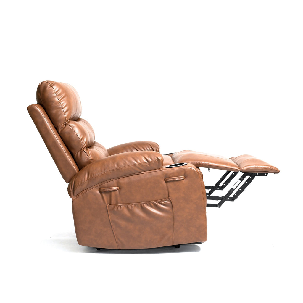 Fauteuil inclinable électrique de grande taille 21 W, massage par vibrations à 8 points et chauffage lombaire, télécommande, poches latérales, porte-gobelets