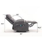 Fauteuil inclinable électrique de grande taille 21 W, massage par vibrations à 8 points et chauffage lombaire, télécommande, poches latérales, porte-gobelets