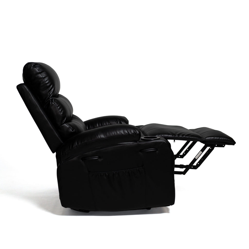 Fauteuil inclinable électrique de grande taille 21 W, massage par vibrations à 8 points et chauffage lombaire, télécommande, poches latérales, porte-gobelets