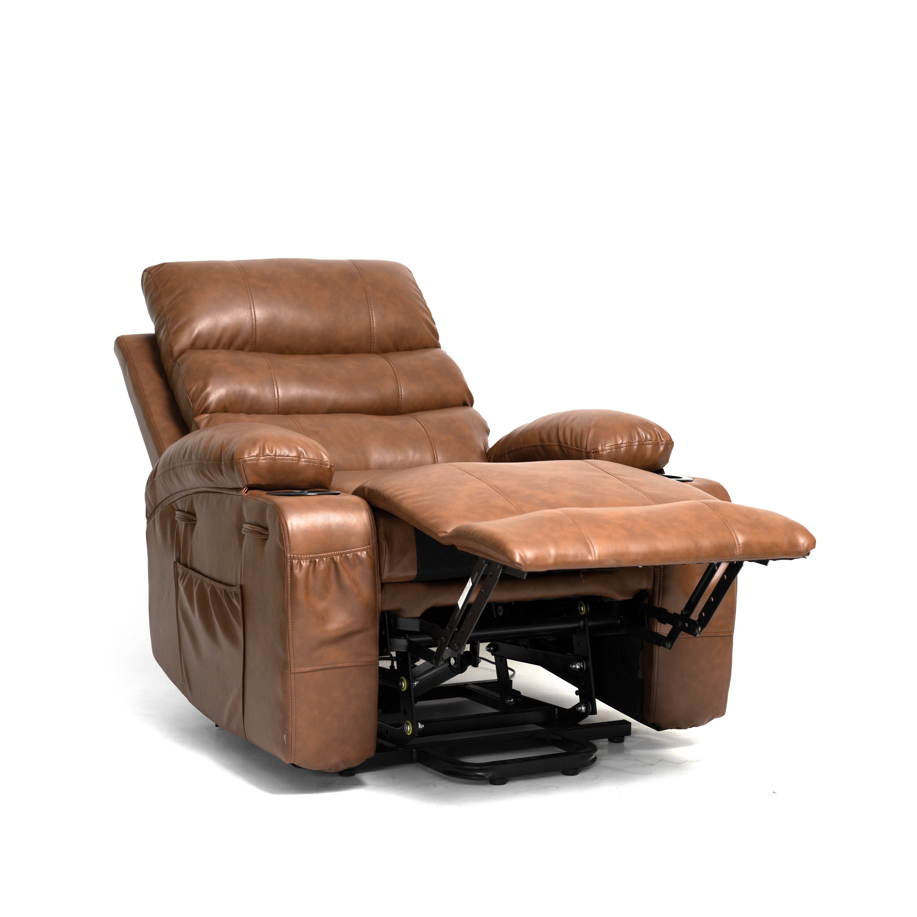 Fauteuil inclinable électrique de grande taille 21 W, massage par vibrations à 8 points et chauffage lombaire, télécommande, poches latérales, porte-gobelets