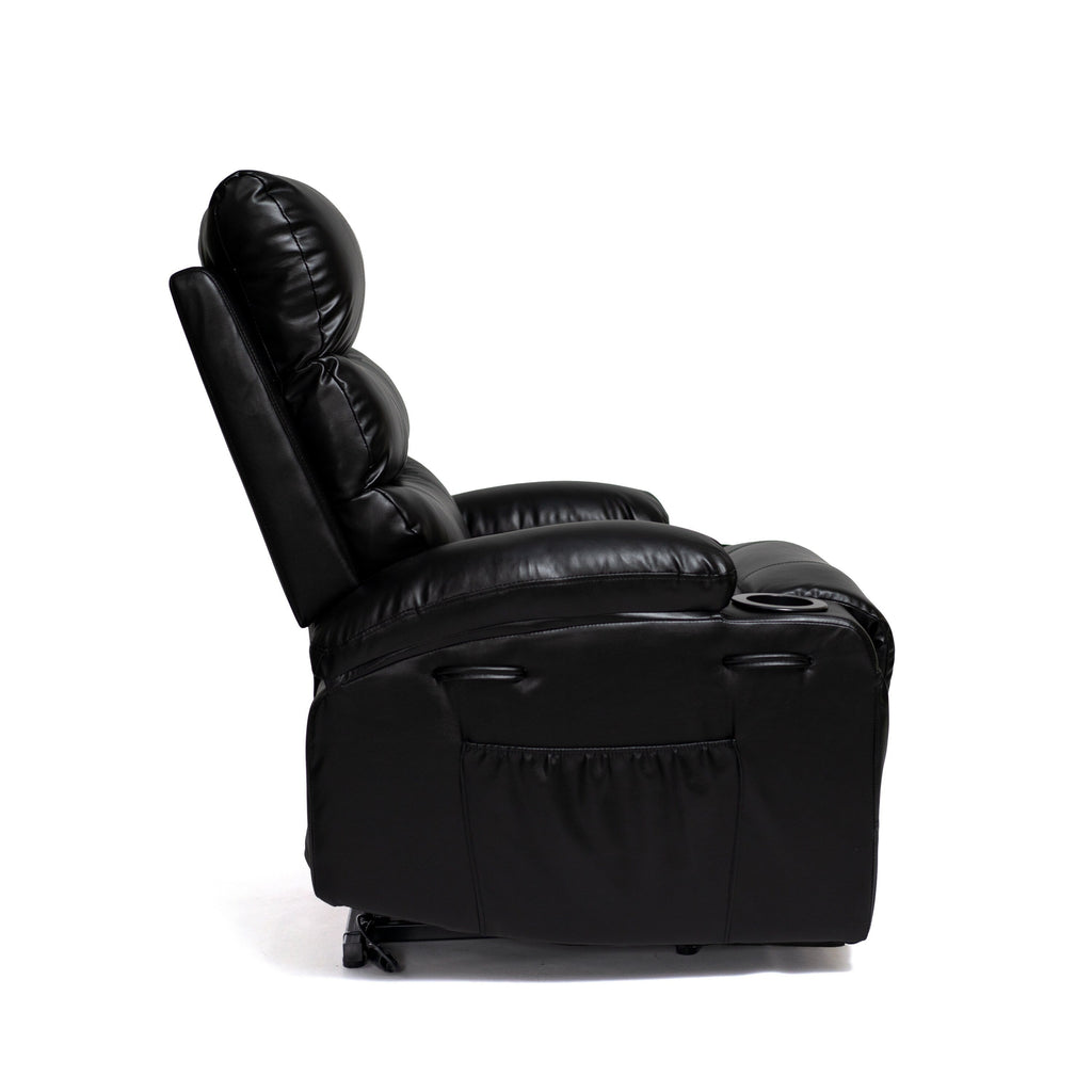 Fauteuil inclinable électrique de grande taille 21 W, massage par vibrations à 8 points et chauffage lombaire, télécommande, poches latérales, porte-gobelets