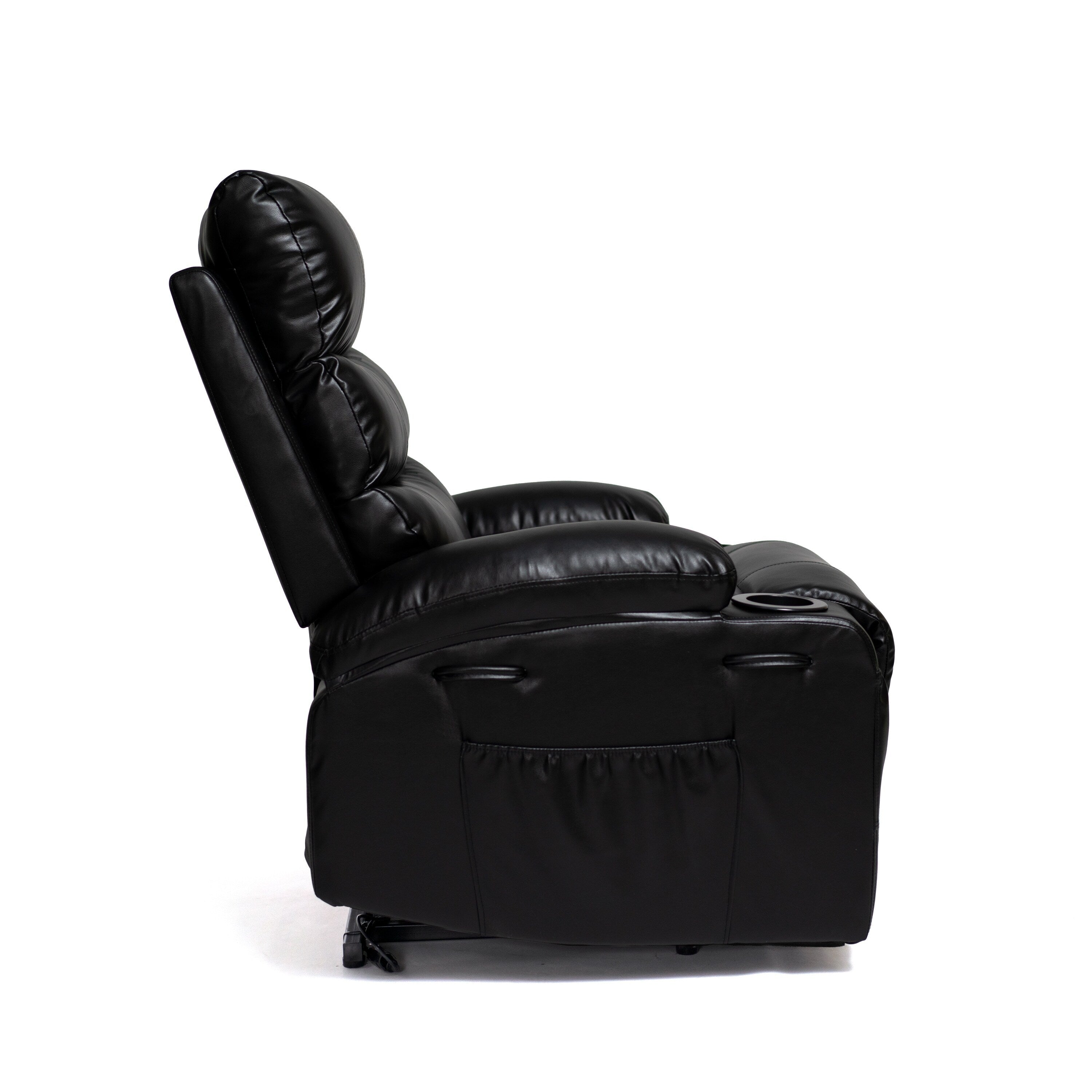 Fauteuil inclinable électrique de grande taille 21 W, massage par vibrations à 8 points et chauffage lombaire, télécommande, poches latérales, porte-gobelets