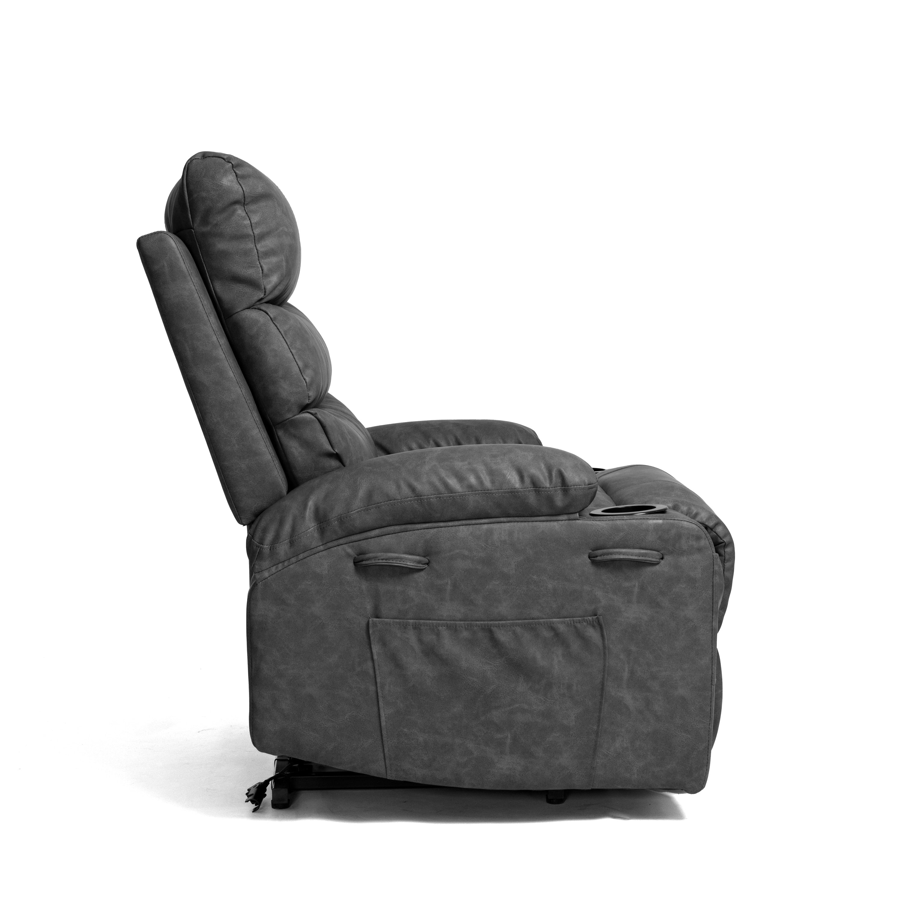 Fauteuil inclinable électrique de grande taille 21 W, massage par vibrations à 8 points et chauffage lombaire, télécommande, poches latérales, porte-gobelets