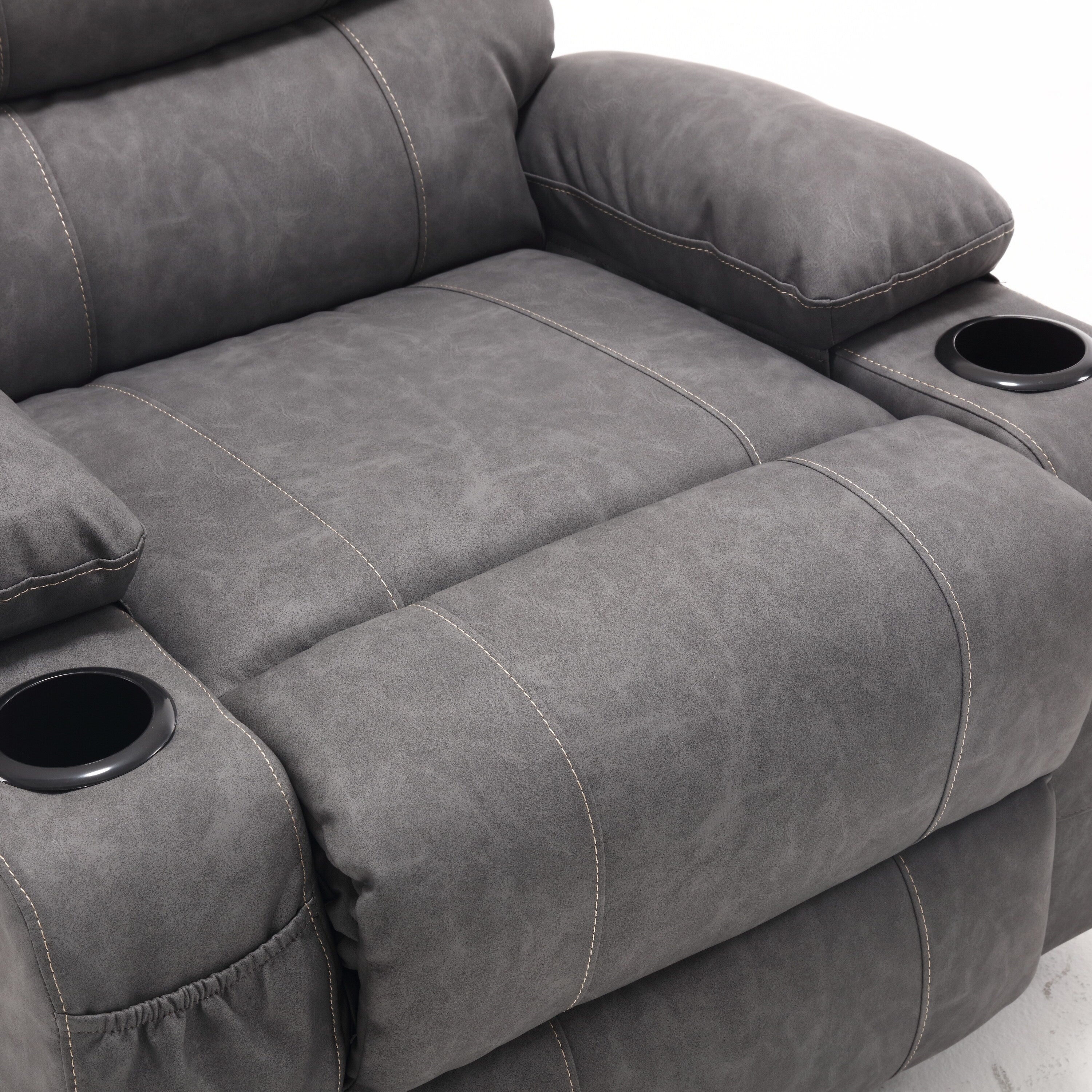 Fauteuil inclinable électrique de grande taille 21 W, massage par vibrations à 8 points et chauffage lombaire, télécommande, poches latérales, porte-gobelets