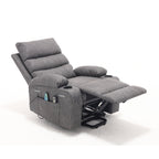 Fauteuil inclinable électrique de grande taille 21 W, massage par vibrations à 8 points et chauffage lombaire, télécommande, poches latérales, porte-gobelets