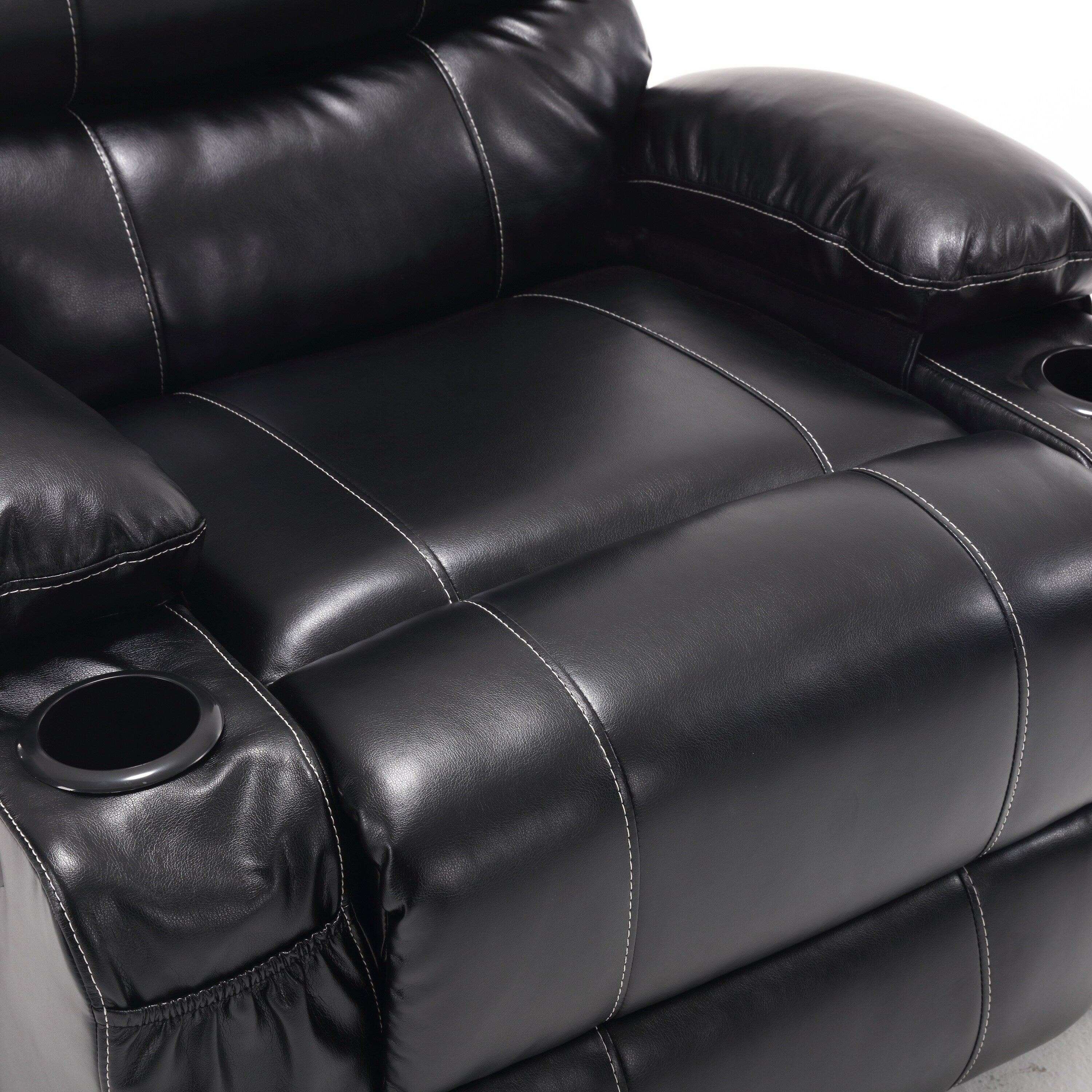 Fauteuil inclinable électrique de grande taille 21 W, massage par vibrations à 8 points et chauffage lombaire, télécommande, poches latérales, porte-gobelets