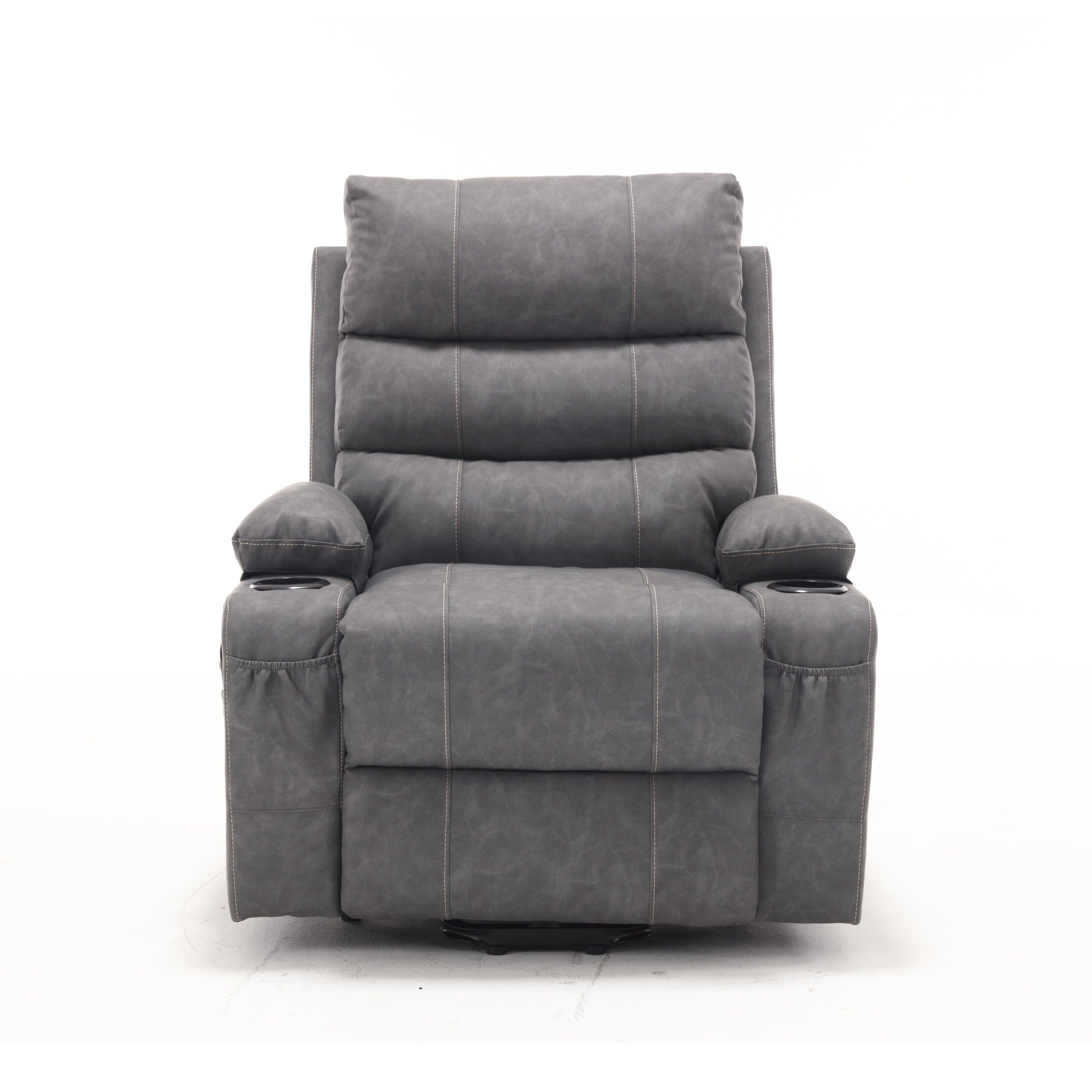 Fauteuil inclinable électrique de grande taille 21 W, massage par vibrations à 8 points et chauffage lombaire, télécommande, poches latérales, porte-gobelets