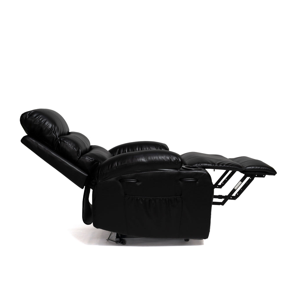 Fauteuil inclinable électrique de grande taille 21 W, massage par vibrations à 8 points et chauffage lombaire, télécommande, poches latérales, porte-gobelets