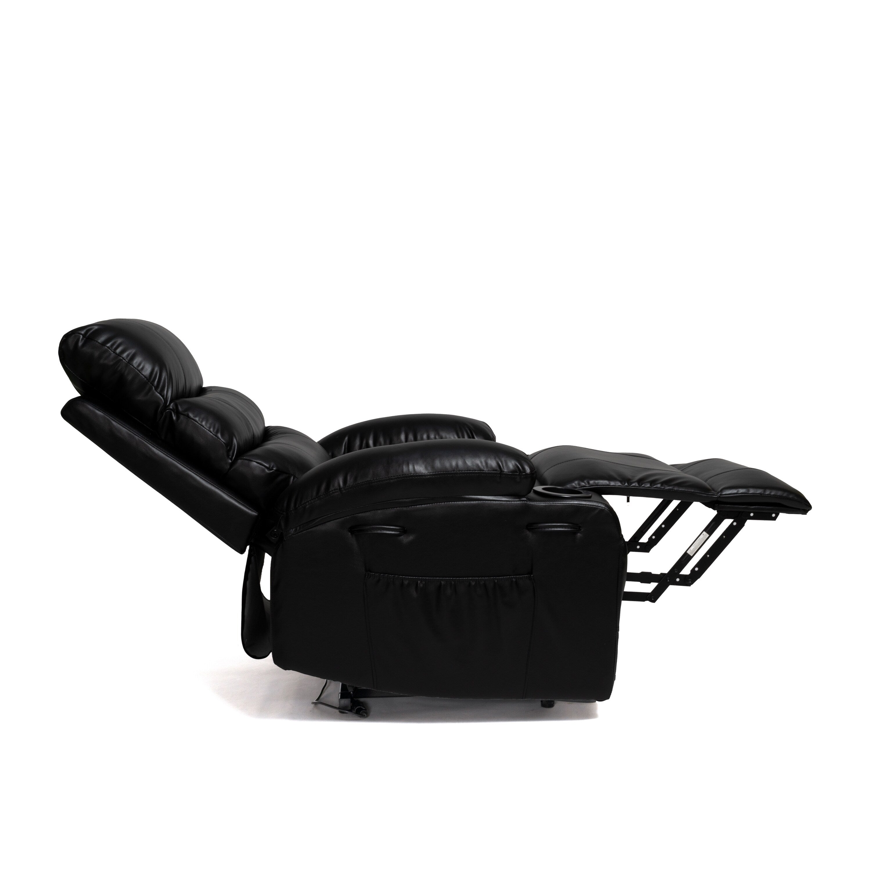 Fauteuil inclinable électrique de grande taille 21 W, massage par vibrations à 8 points et chauffage lombaire, télécommande, poches latérales, porte-gobelets