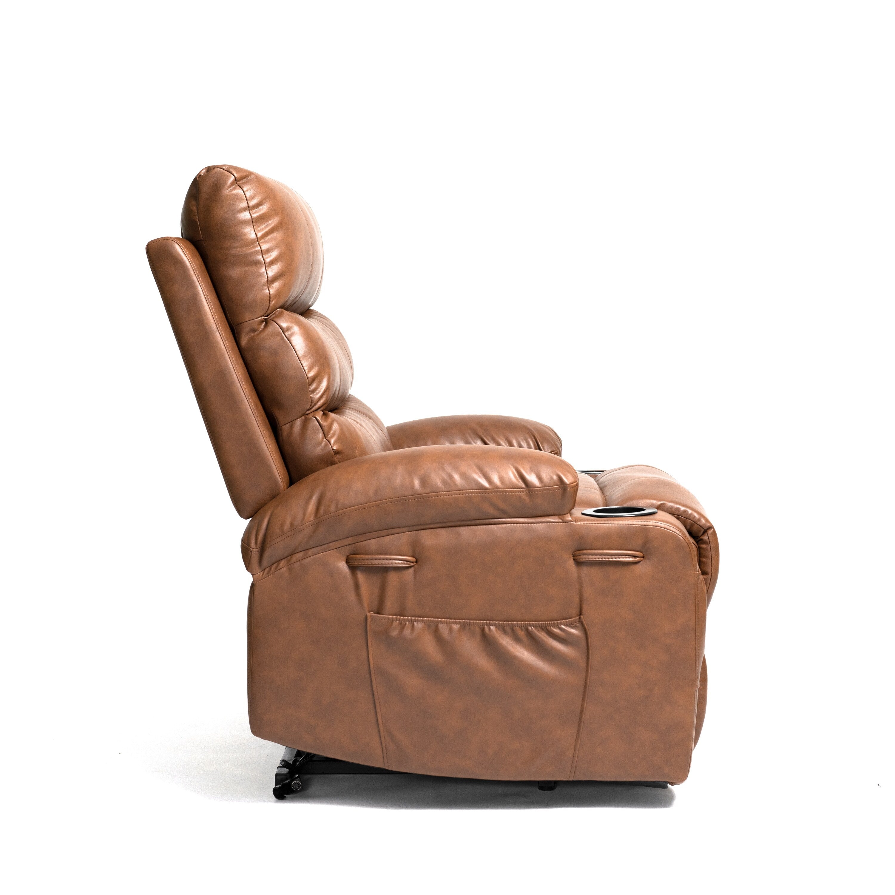 Fauteuil inclinable électrique de grande taille 21 W, massage par vibrations à 8 points et chauffage lombaire, télécommande, poches latérales, porte-gobelets