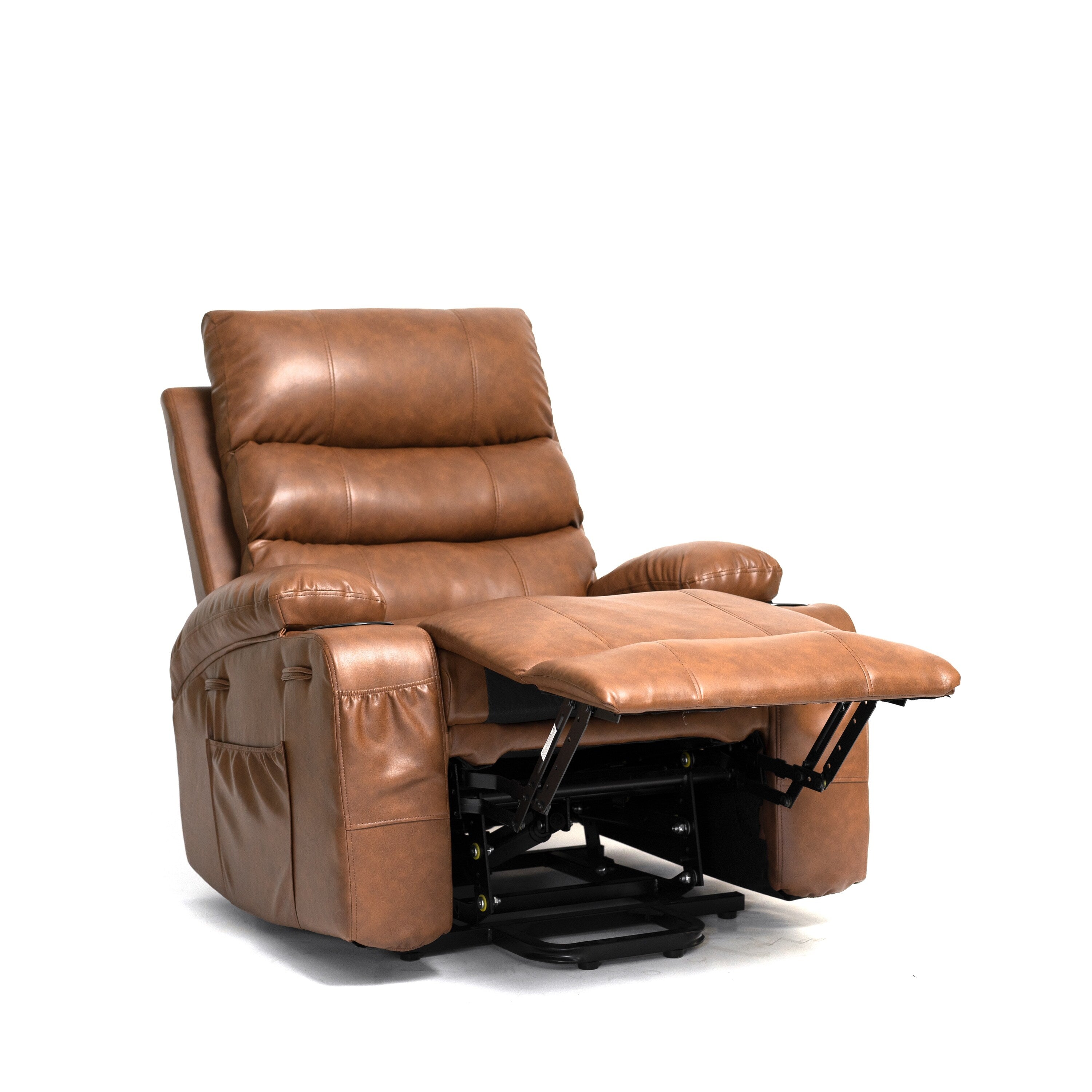 Fauteuil inclinable électrique de grande taille 21 W, massage par vibrations à 8 points et chauffage lombaire, télécommande, poches latérales, porte-gobelets