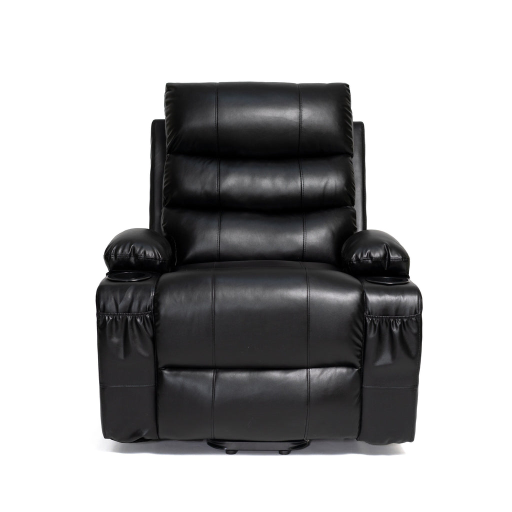 Fauteuil inclinable électrique de grande taille 21 W, massage par vibrations à 8 points et chauffage lombaire, télécommande, poches latérales, porte-gobelets