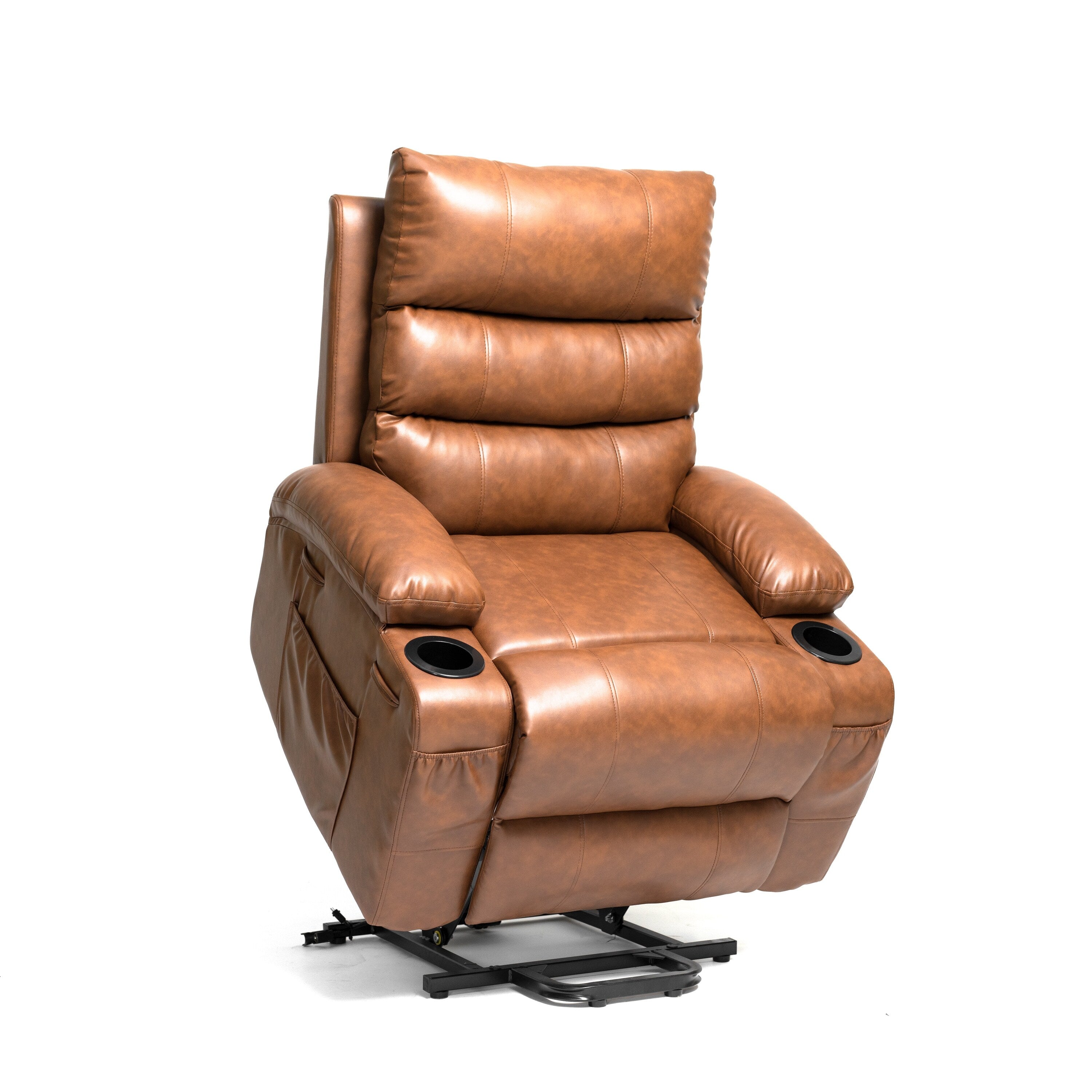 Fauteuil inclinable électrique de grande taille 21 W, massage par vibrations à 8 points et chauffage lombaire, télécommande, poches latérales, porte-gobelets