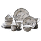 Service de table 16 pièces en porcelaine 222 Fifth Adelaide avec assiettes rondes, bols et tasses, blanc antique