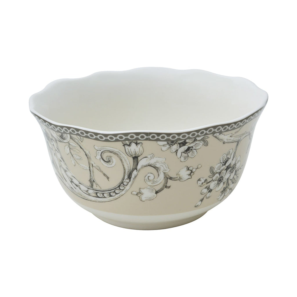 Service de table 16 pièces en porcelaine 222 Fifth Adelaide avec assiettes rondes, bols et tasses, blanc antique