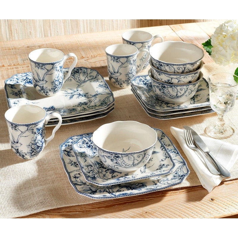 Service de table 16 pièces en porcelaine 222 Fifth Adelaide, bleu