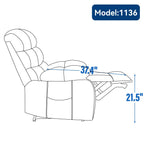 Fauteuil inclinable électrique de grande taille en chenille avec siège de 23 pouces de large et dossier haut, massage par vibration à 8 points et chauffage lombaire
