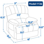 Fauteuil inclinable électrique de grande taille en chenille avec siège de 23 pouces de large et dossier haut, massage par vibration à 8 points et chauffage lombaire