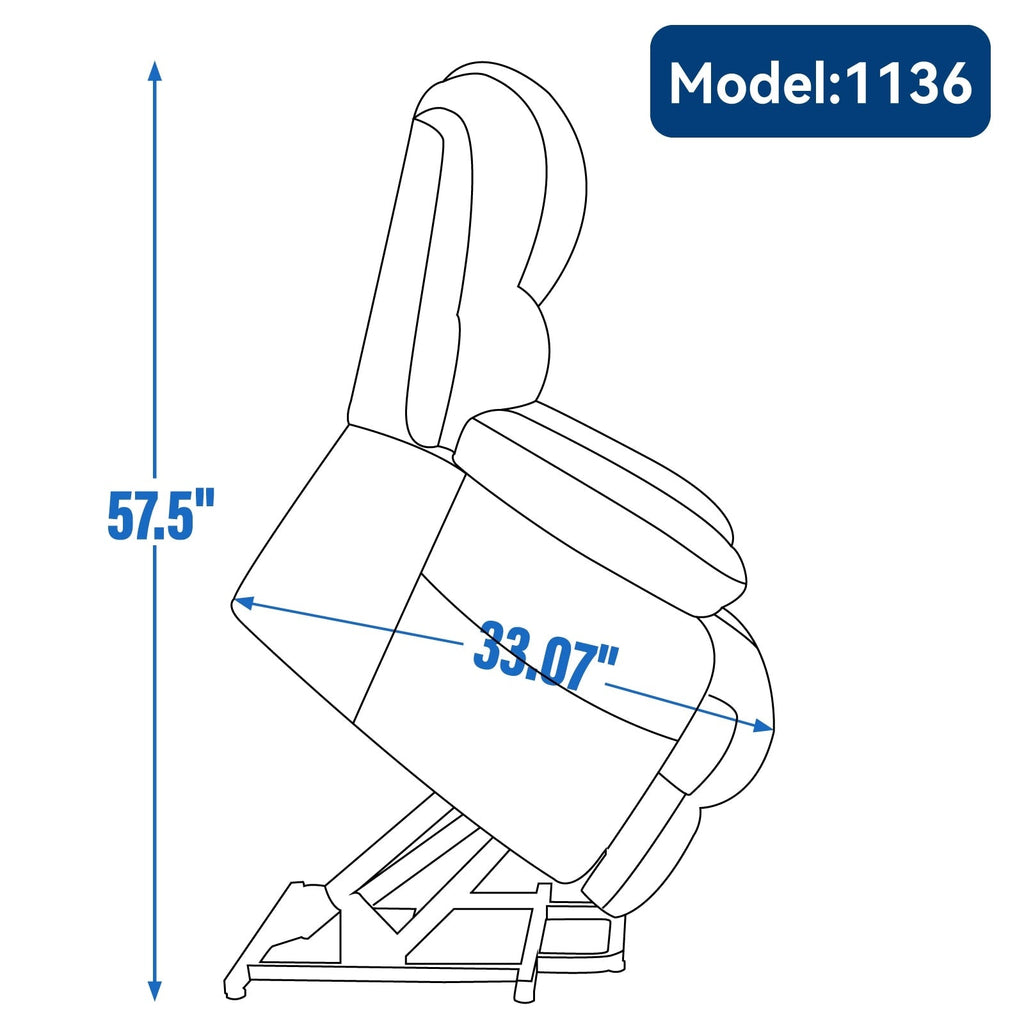 Fauteuil inclinable électrique de grande taille en chenille avec largeur d'assise de 23 pouces et dossier haut, massage par vibration à 8 points et chauffage lombaire