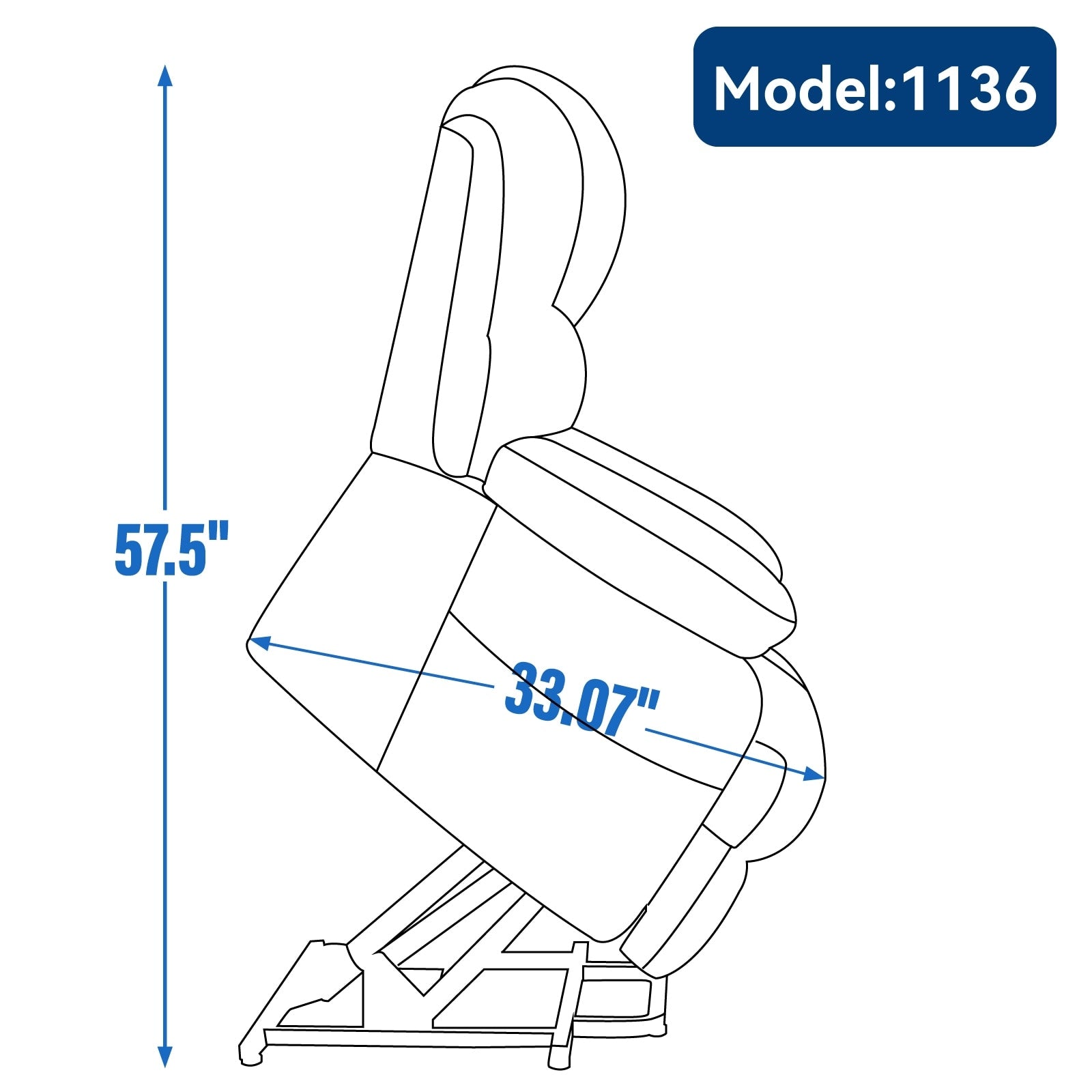 Fauteuil inclinable électrique de grande taille en chenille avec largeur d'assise de 23 pouces et dossier haut, massage par vibration à 8 points et chauffage lombaire