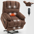Fauteuil inclinable électrique de grande taille en chenille avec largeur d'assise de 23 pouces et dossier haut, massage par vibration à 8 points et chauffage lombaire