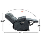 Fauteuil inclinable électrique de grande taille en chenille avec largeur d'assise de 23 pouces et dossier haut, massage par vibration à 8 points et chauffage lombaire