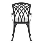 Table de bistrot en fonte d'aluminium de 24 pouces et 2 chaises de bistrot avec coussins gris - Table ronde de 24 pouces
