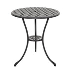 Table de bistrot en fonte d'aluminium de 24 pouces et 2 chaises de bistrot avec coussins gris - Table ronde de 24 pouces