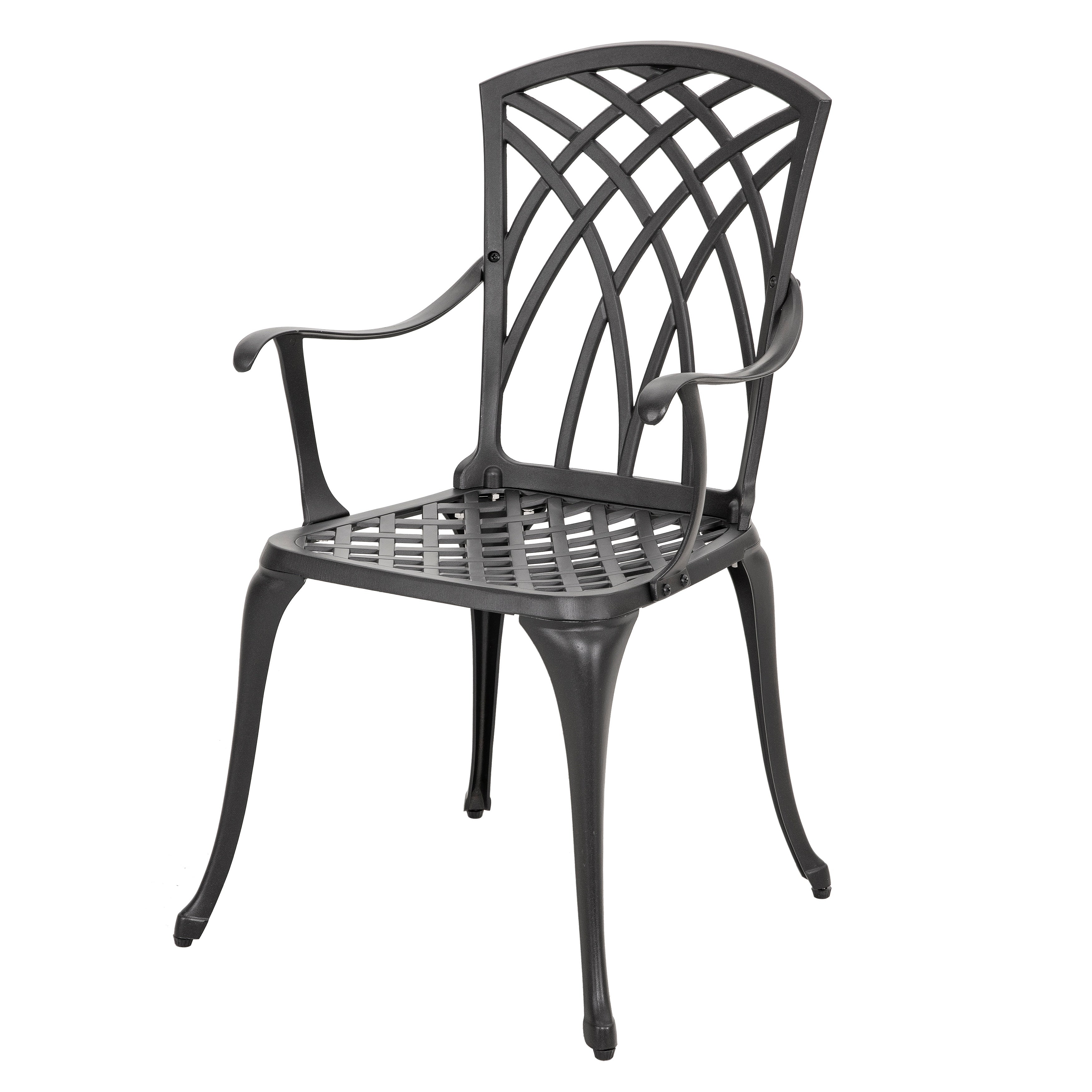 Table de bistrot en fonte d'aluminium de 24 pouces avec trou pour parasol et 2 chaises de bistrot