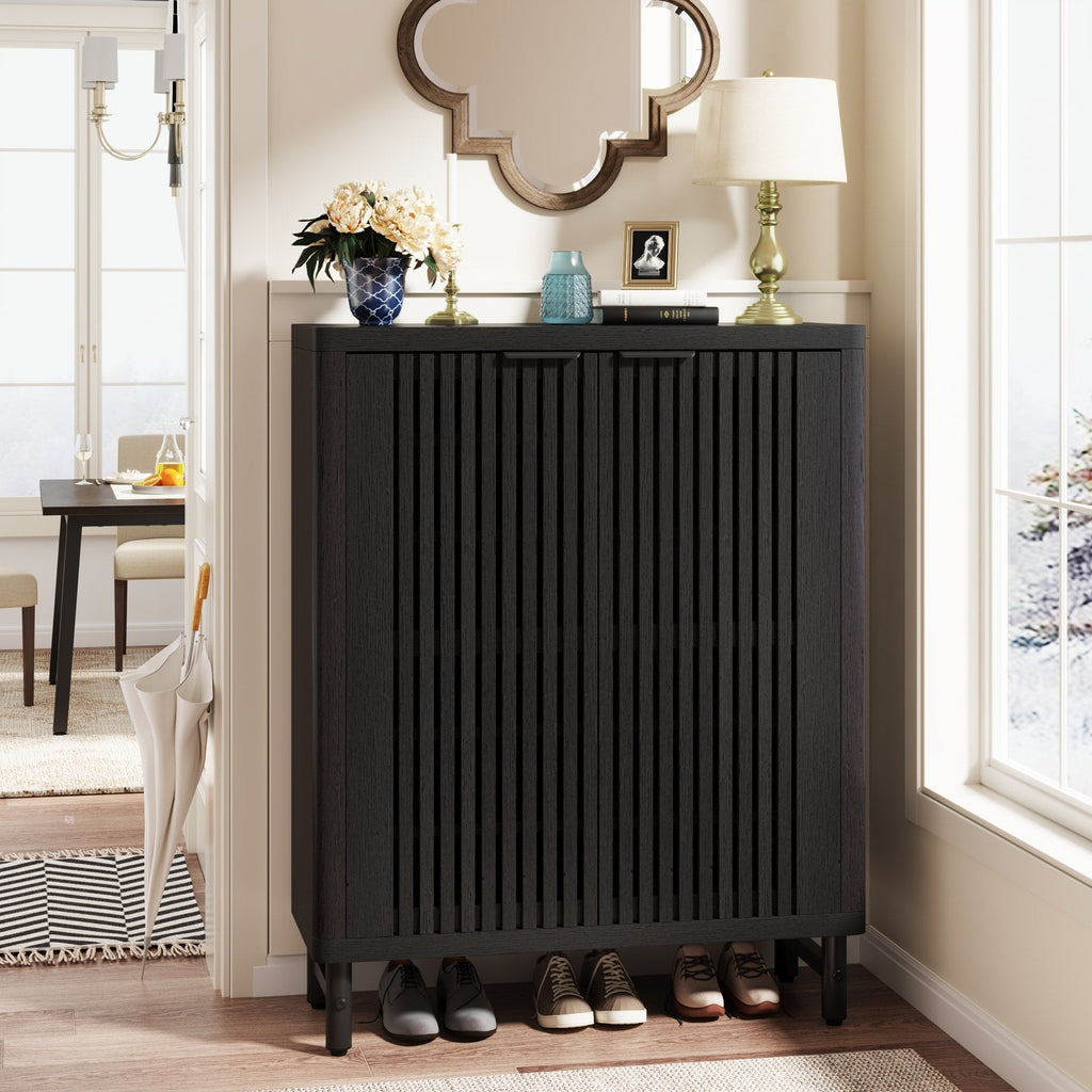 Meuble de rangement à chaussures 24 paires avec porte pour entrée et salon