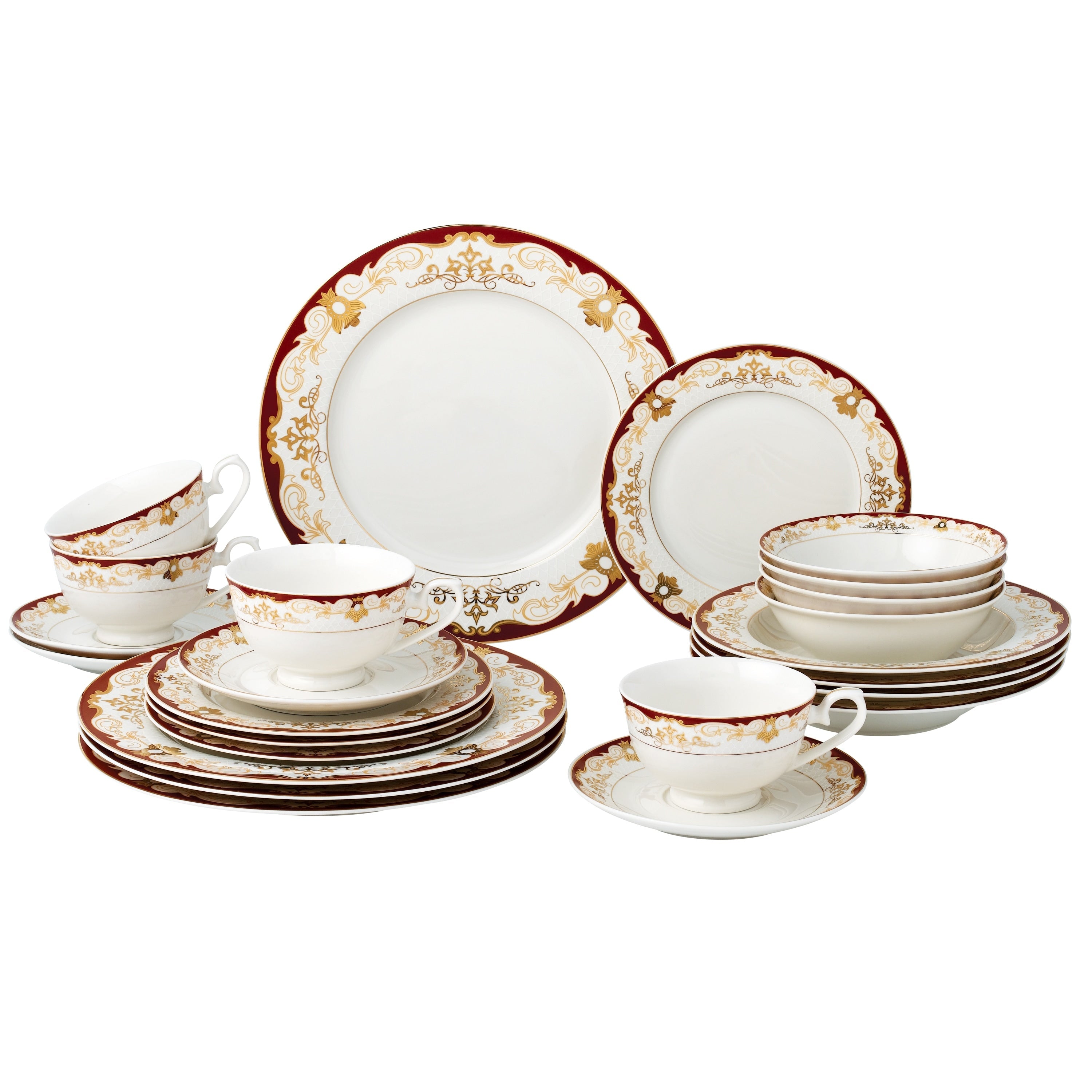 Service de table 24 pièces en porcelaine tendre, service pour 4 personnes, par Lorren Home Trends