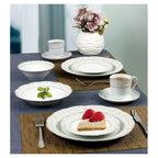Service de table ondulé 24 pièces en porcelaine pour 4 personnes - Atara