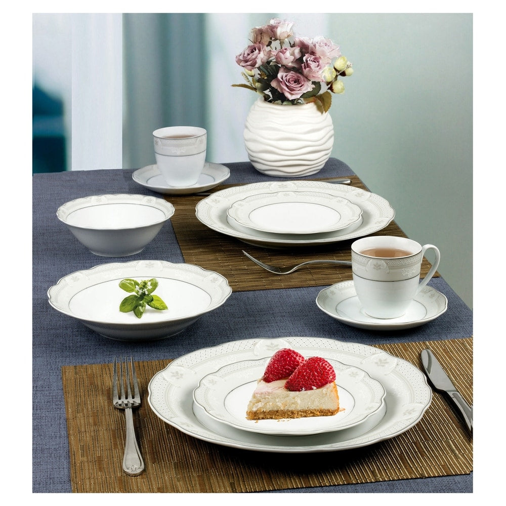 Service de table ondulé 24 pièces en porcelaine pour 4 personnes - Atara