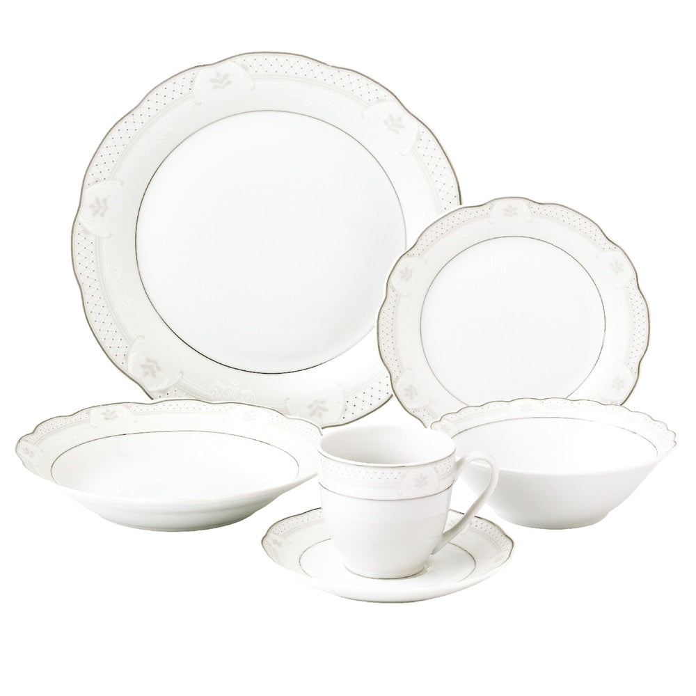 Service de table ondulé 24 pièces en porcelaine pour 4 personnes - Atara