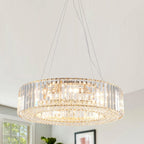 Lustre de ferme 24,8 po à 8 lumières, lustre en cristal, lustre tambour pour salle à manger, salon, chambre à coucher, cuisine
