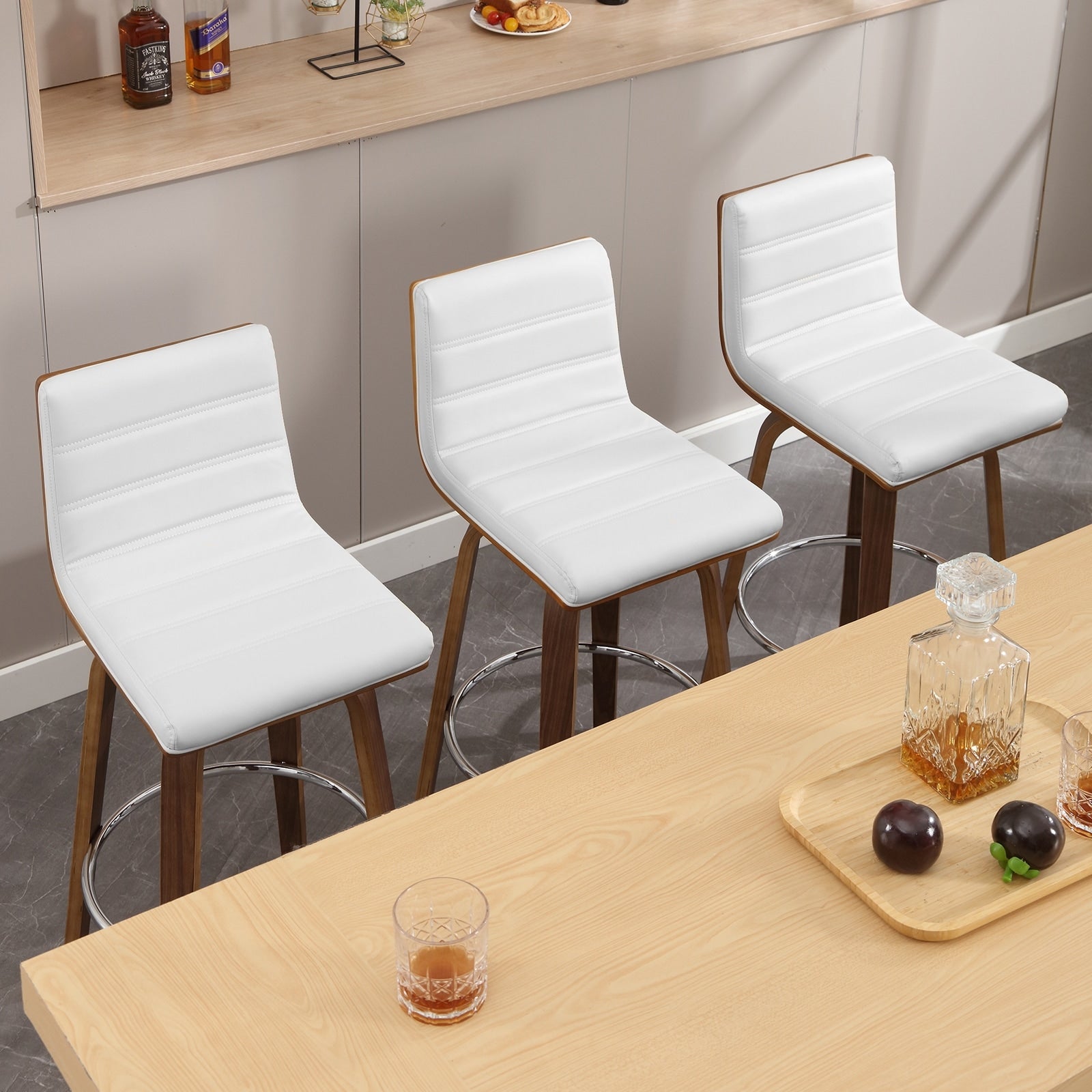 Tabourets de bar/comptoir pivotants en similicuir 26/29, lot de 2/3