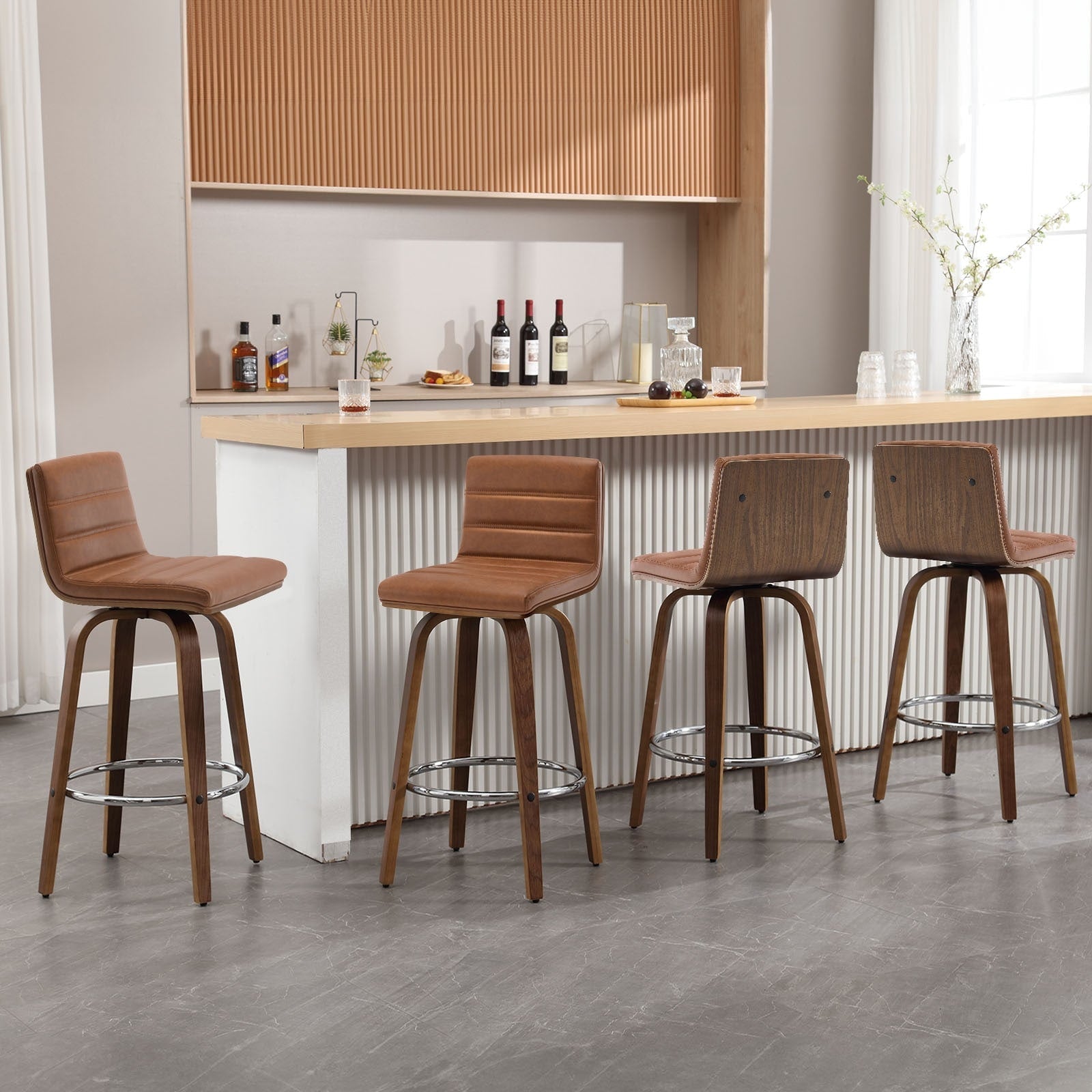 Tabourets de bar/comptoir pivotants en similicuir 26/29, lot de 2/3