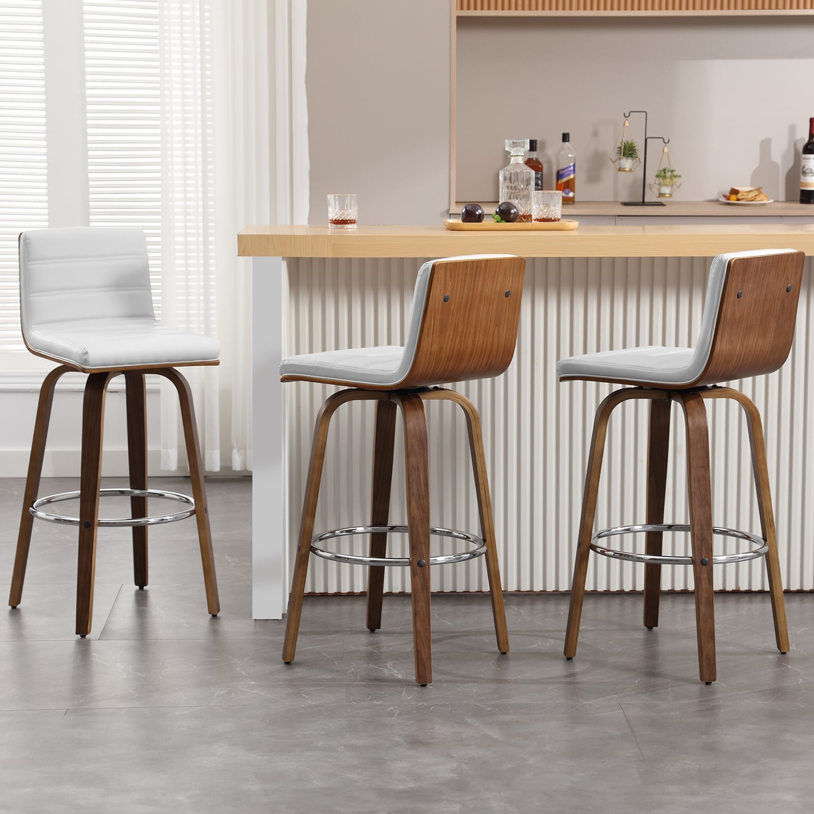 Tabourets de bar/comptoir pivotants en similicuir 26/29, lot de 2/3