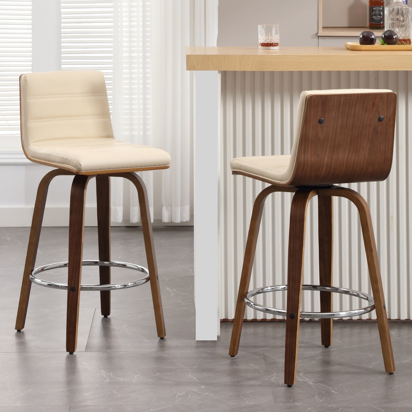 Tabourets de bar/comptoir pivotants en similicuir 26/29, lot de 2/3