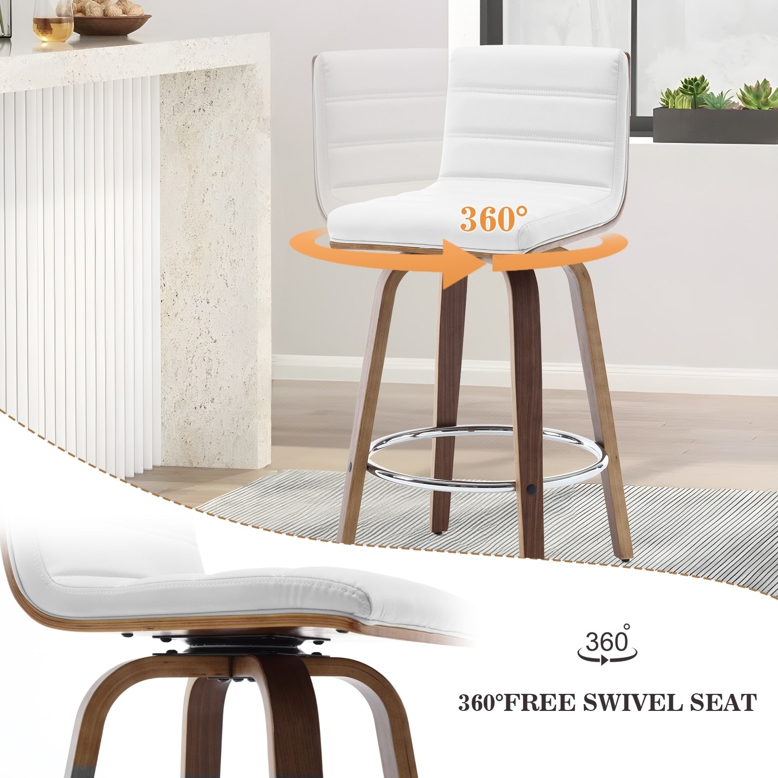 Tabourets de bar/comptoir pivotants en similicuir 26/29, lot de 2/3