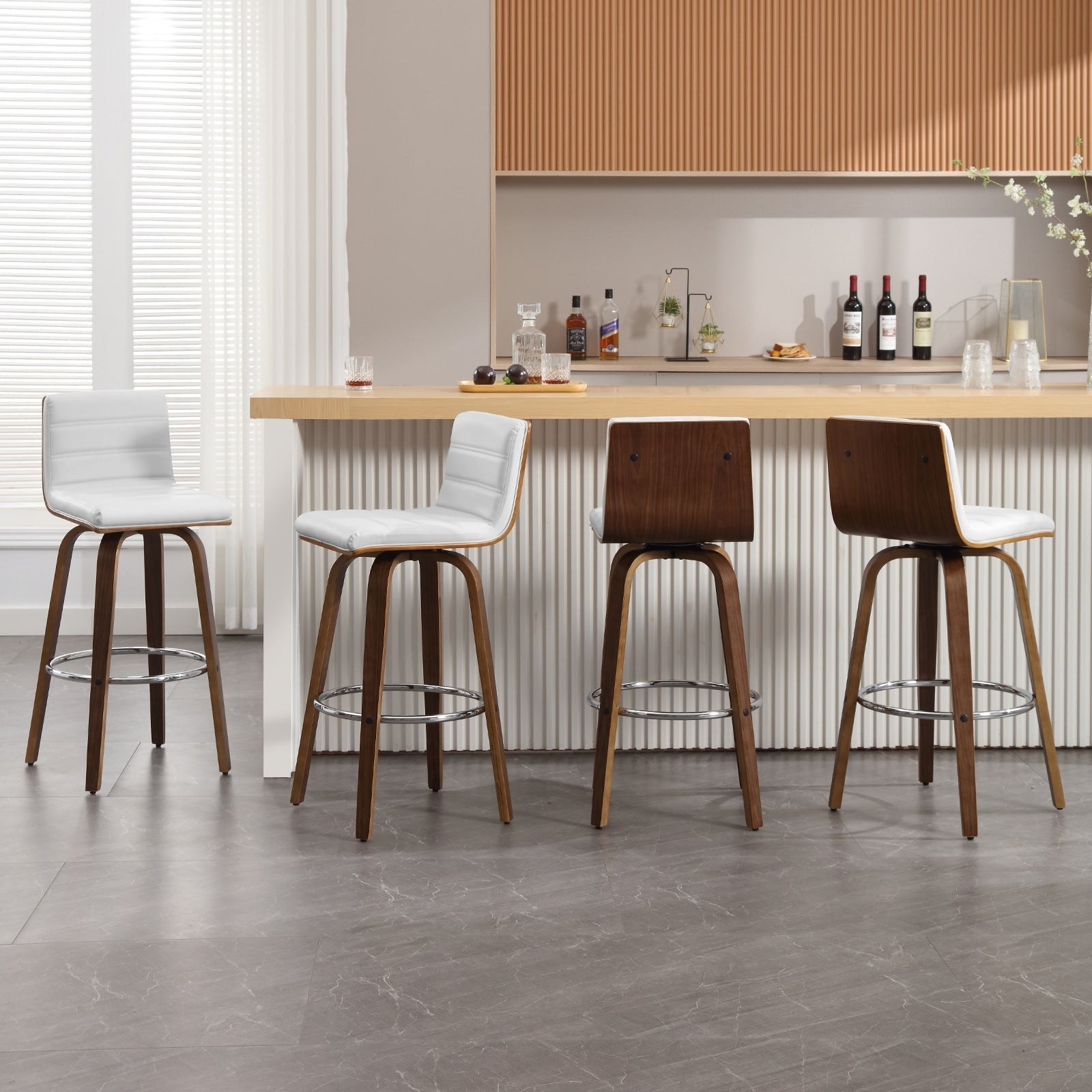 Tabourets de bar/comptoir pivotants en similicuir 26/29, lot de 2/3