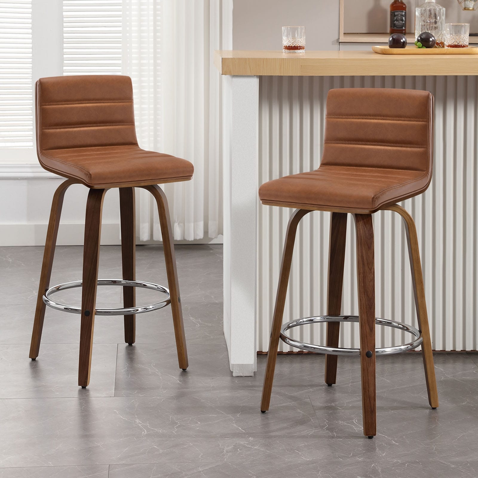 Tabourets de bar/comptoir pivotants en similicuir 26/29, lot de 2/3