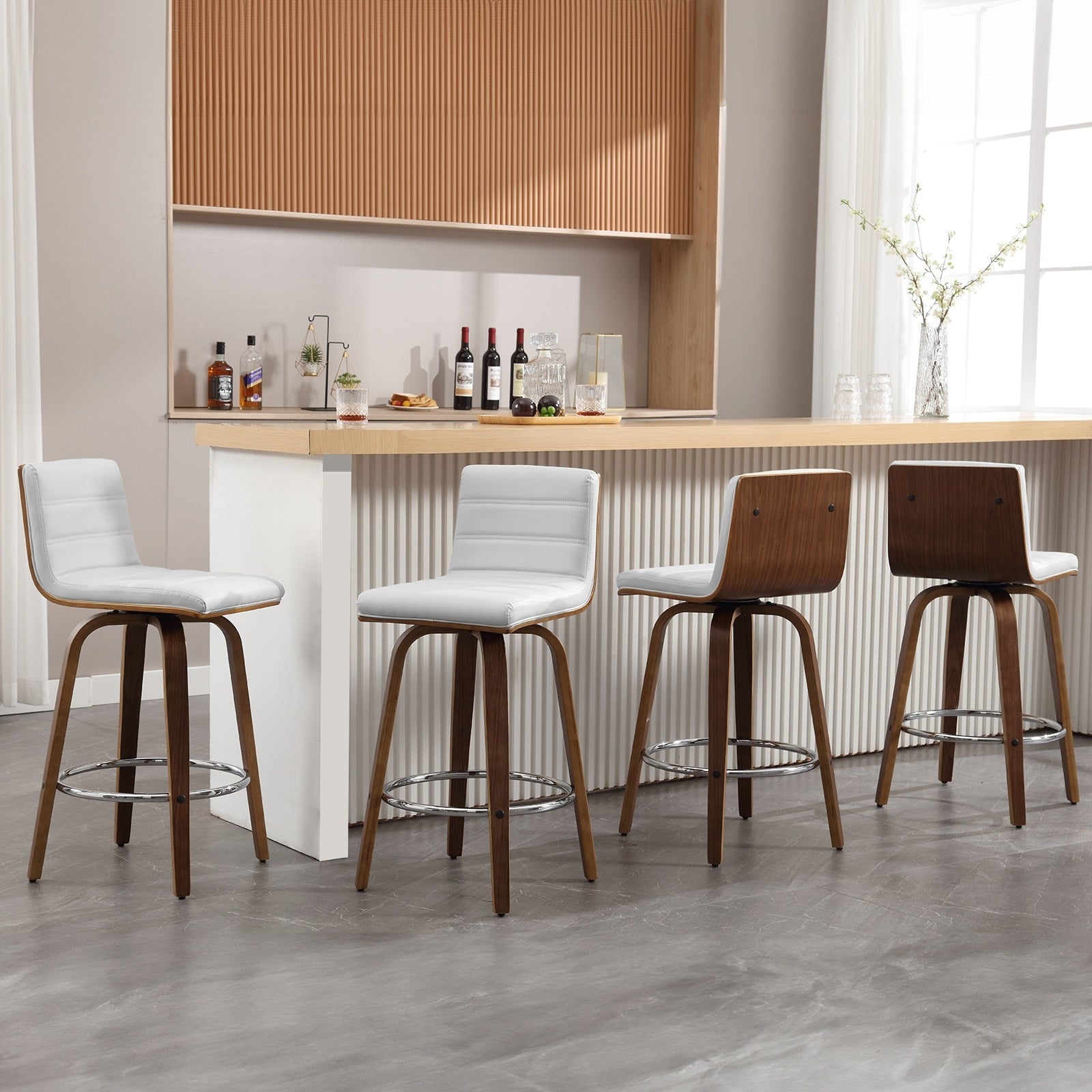 Tabourets de bar/comptoir pivotants en similicuir 26/29, lot de 2/3