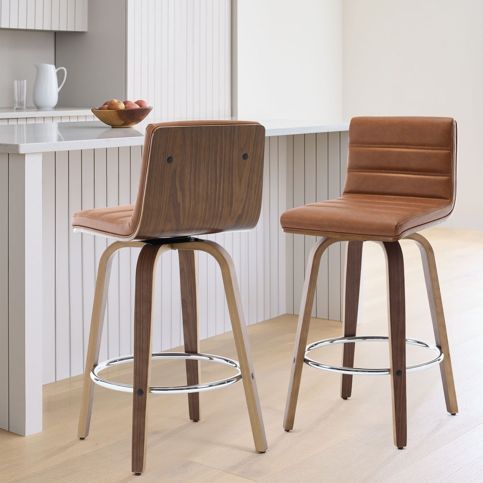 Tabourets de bar/comptoir pivotants en similicuir 26/29, lot de 2/3